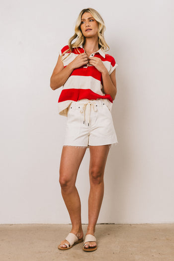 Blake Striped Top in Red