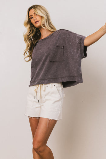 Ria Boxy Tee in Charcoal - FINAL SALE