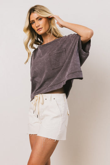 Ria Boxy Tee in Charcoal - FINAL SALE