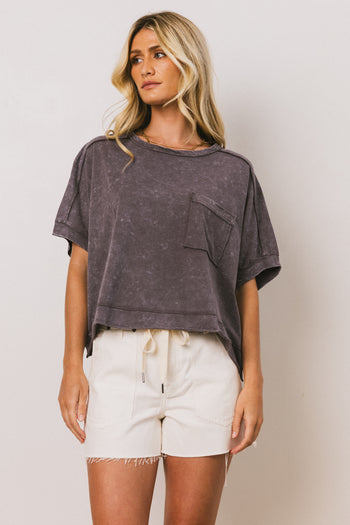 Ria Boxy Tee in Charcoal - FINAL SALE