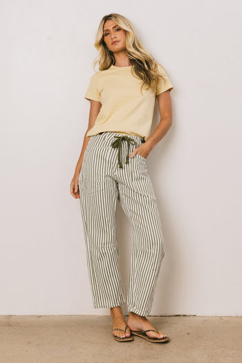 Barrel Jeans in Green Stripe