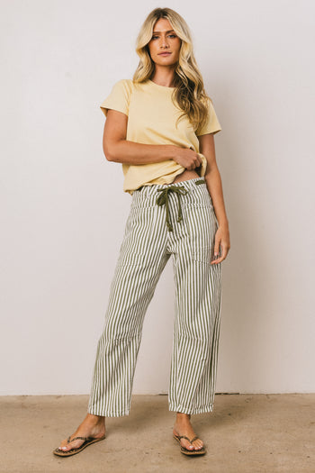 Barrel Jeans in Green Stripe