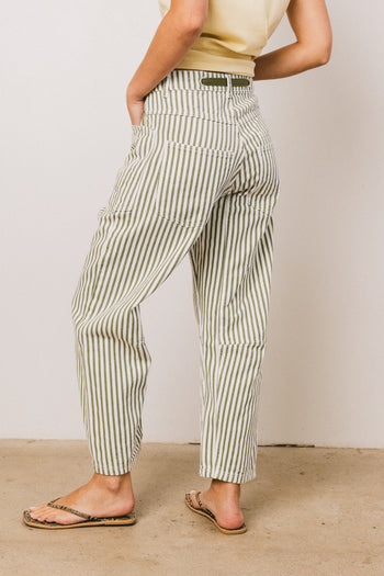 Barrel Jeans in Green Stripe