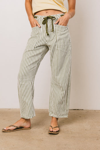 Barrel Jeans in Green Stripe