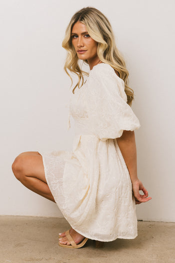 SQUARE NECK CREAM DRESS