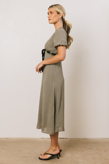 Selah Lace Trim Midi Dress in Sage - FINAL SALE