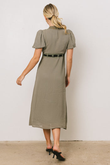 Selah Lace Trim Midi Dress in Sage - FINAL SALE