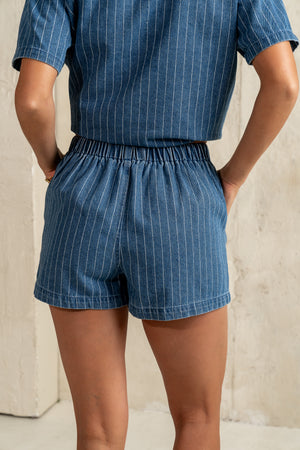 Daisy Striped Denim Shorts - FINAL SALE