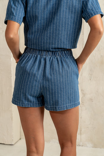 Daisy Striped Denim Shorts - FINAL SALE