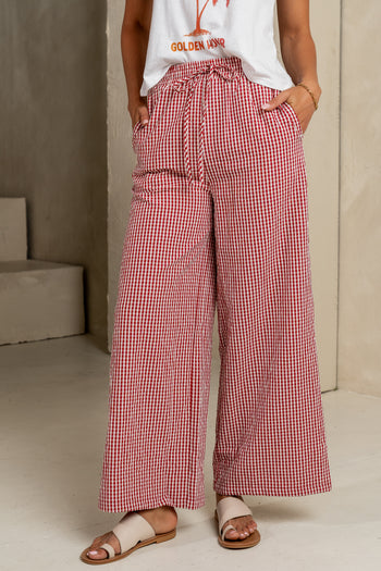 RED GINGHAM PANTS