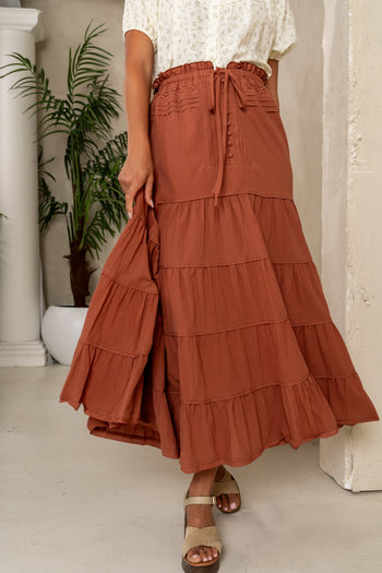 tiered marsala skirt