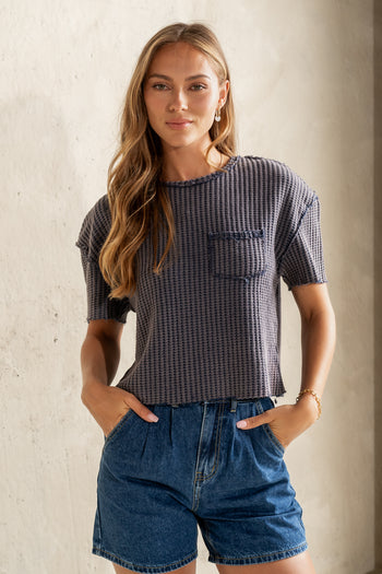 WAFFLE KNIT TOP