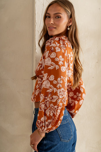 FLORAL ORANGE BLOUSE