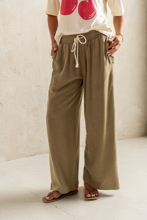Nico Wide Leg Pants in Olive - FINAL SALE