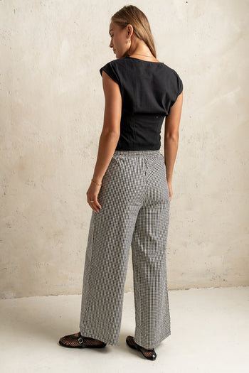 BLACK GINGHAM PANTS
