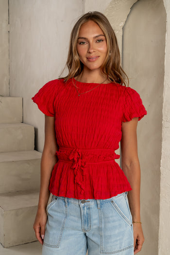 LINED RED BLOUSE