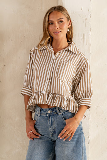 striped button up