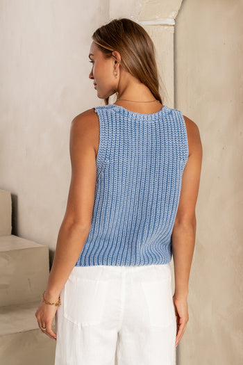 BLUE KNIT TOP FOR WOMEN
