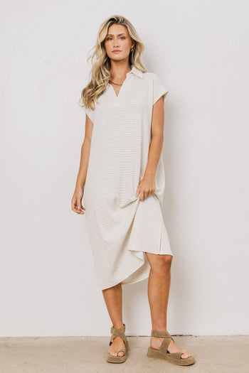 Elisa Striped Maxi Dress in Tan - FINAL SALE