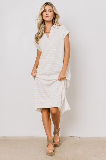 Elisa Striped Maxi Dress in Tan - FINAL SALE