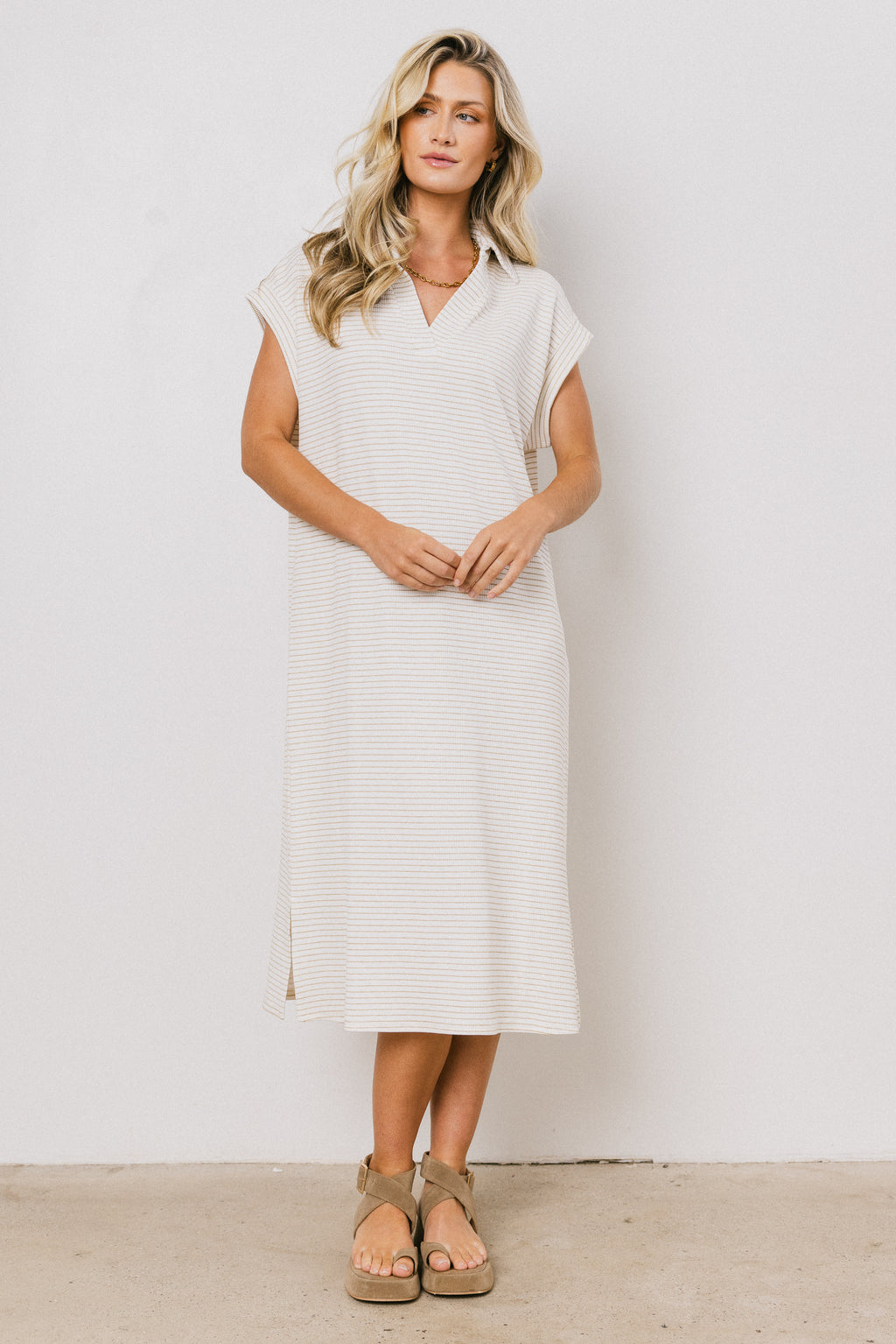 Elisa Striped Maxi Dress in Tan - FINAL SALE