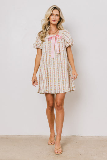 PINK AND WHITE FLORAL MINI DRESS