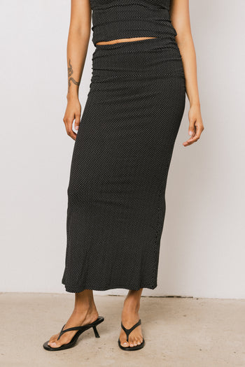 Norah Polka Dot Maxi Skirt in Black