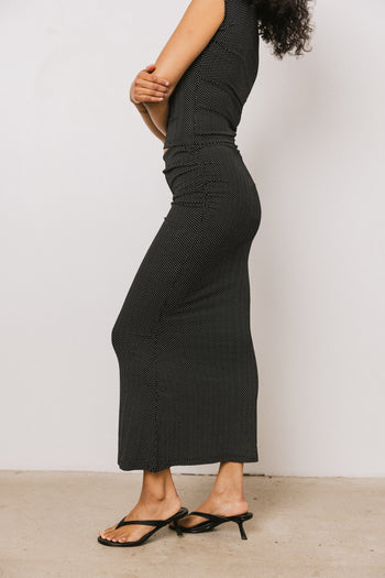 Norah Polka Dot Maxi Skirt in Black