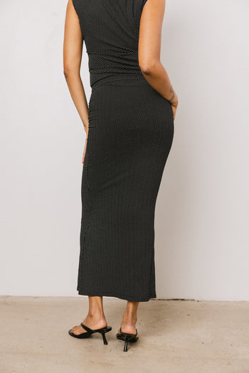 Norah Polka Dot Maxi Skirt in Black
