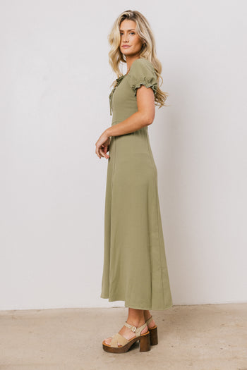 GREEN DRESS WITH SHORT SLEEVES