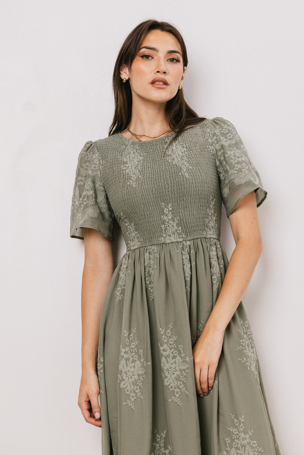 Alora Embroidered Dress in Sage Alora Embroidered Dress in Sage