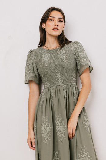 Alora Embroidered Dress in Sage