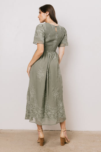 Alora Embroidered Dress in Sage Alora Embroidered Dress in Sage