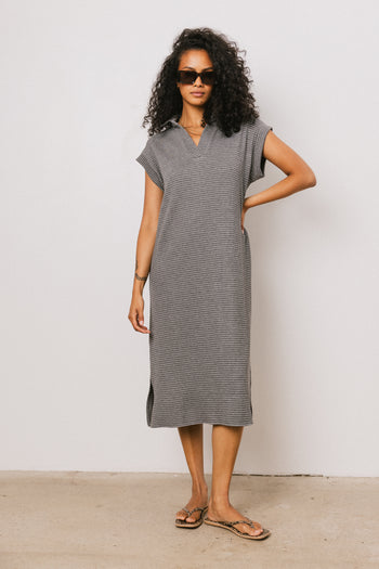 Striped Maxi Dress in Grey