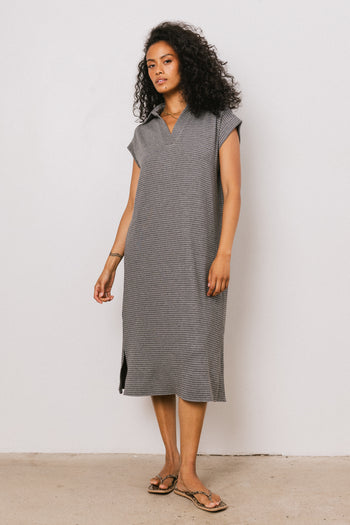 Striped Maxi Dress in Grey