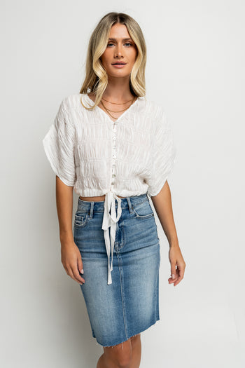 Smocked Blouse in White