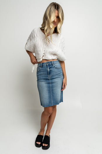 MEDIUM WASH DENIM SKIRT