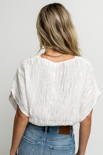 Smocked Blouse in White