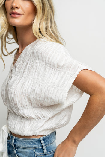 Smocked Blouse in White