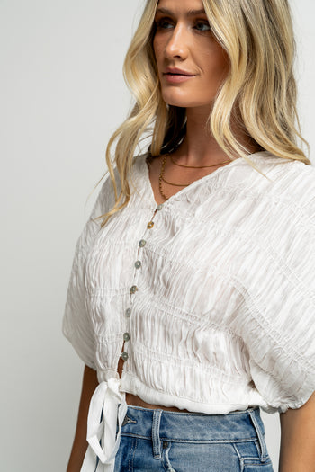 Smocked Blouse in White