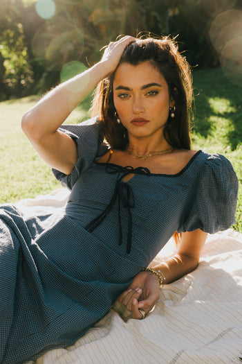 Midi Dress with tie front 
