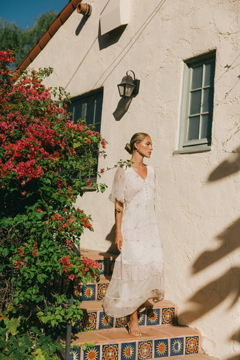 SMALL FLORAL PRINTED MAXI DRESS