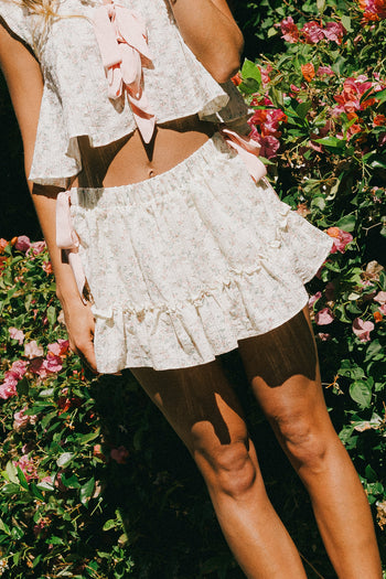 Regina Floral Mini Skirt in Blush - FINAL SALE