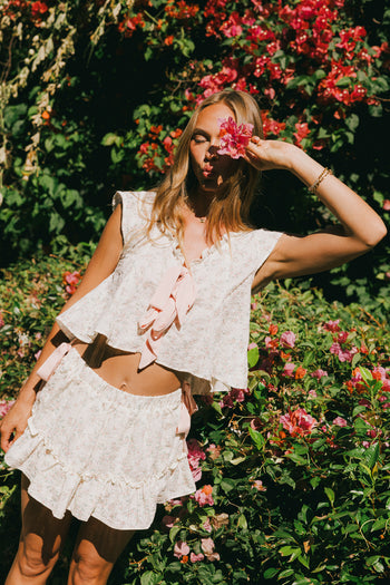 Regina Floral Mini Skirt in Blush - FINAL SALE