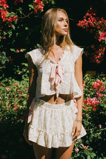 Regina Floral Mini Skirt in Blush - FINAL SALE