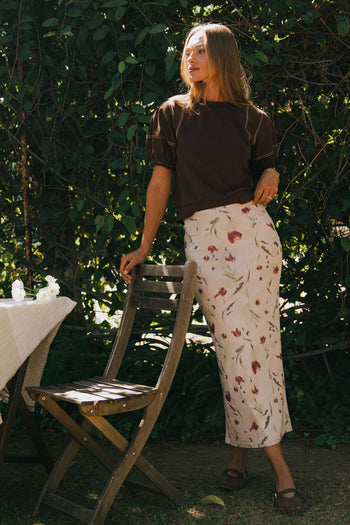 Floral Maxi Skirt IN BLUSH 
