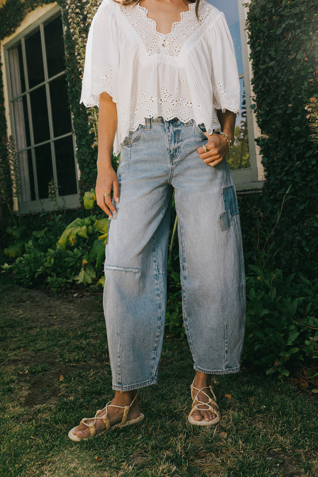 Patchwork Barrel Jeans