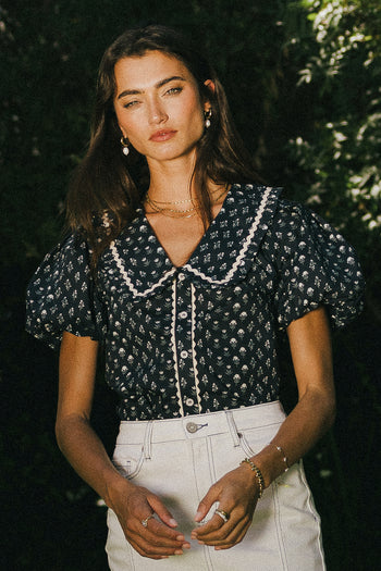 Collared Blouse in Navy