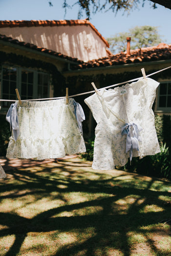 Regina Floral Blouse in Blue - FINAL SALE