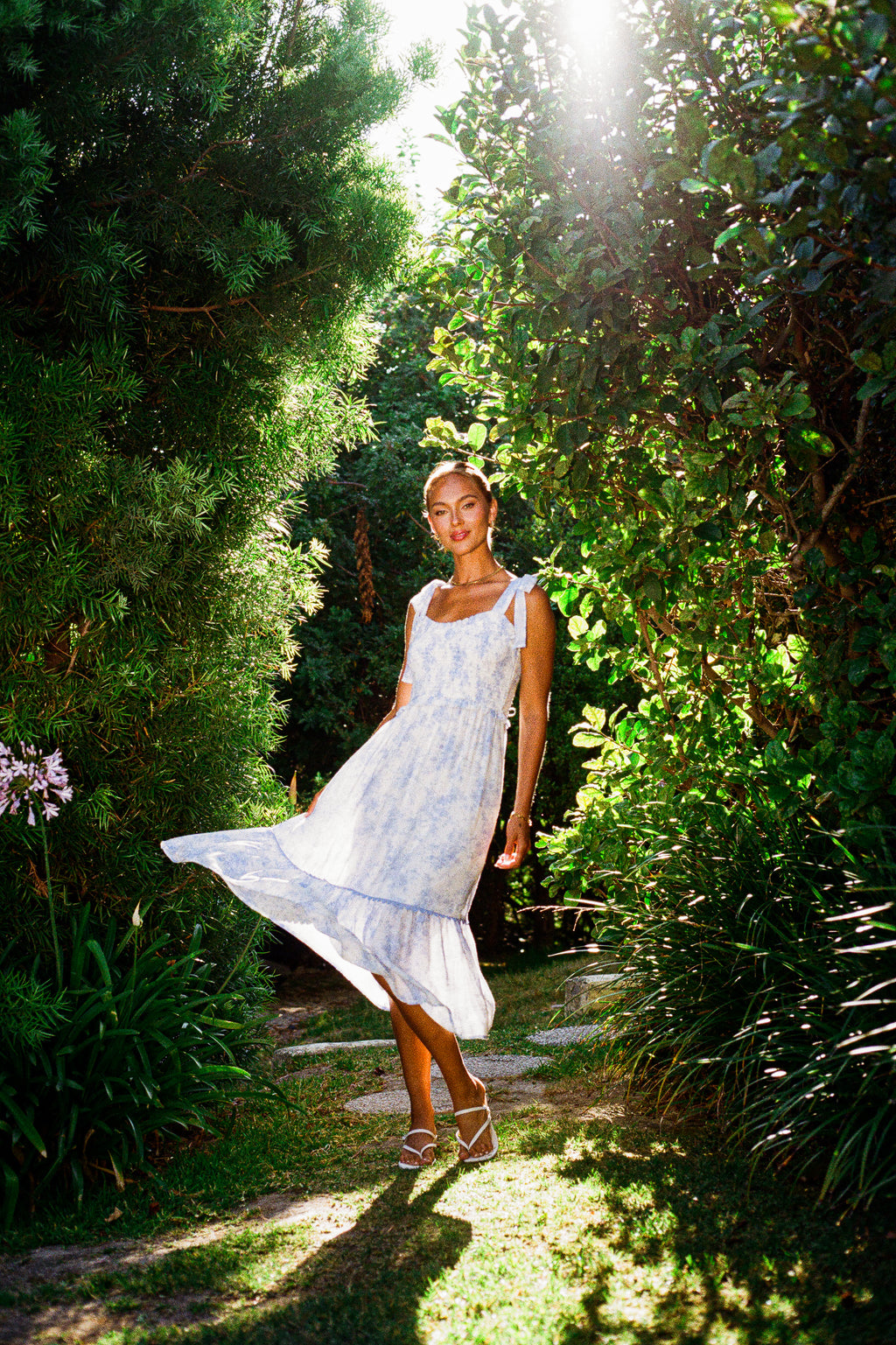 BLUE FLORAL MIDI DRESS 